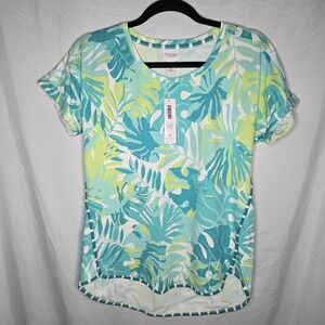 Weekends by Chico's T-Shirt Lush Foliage Size 0 (XS/4) Beachy Coastal Athleisure
